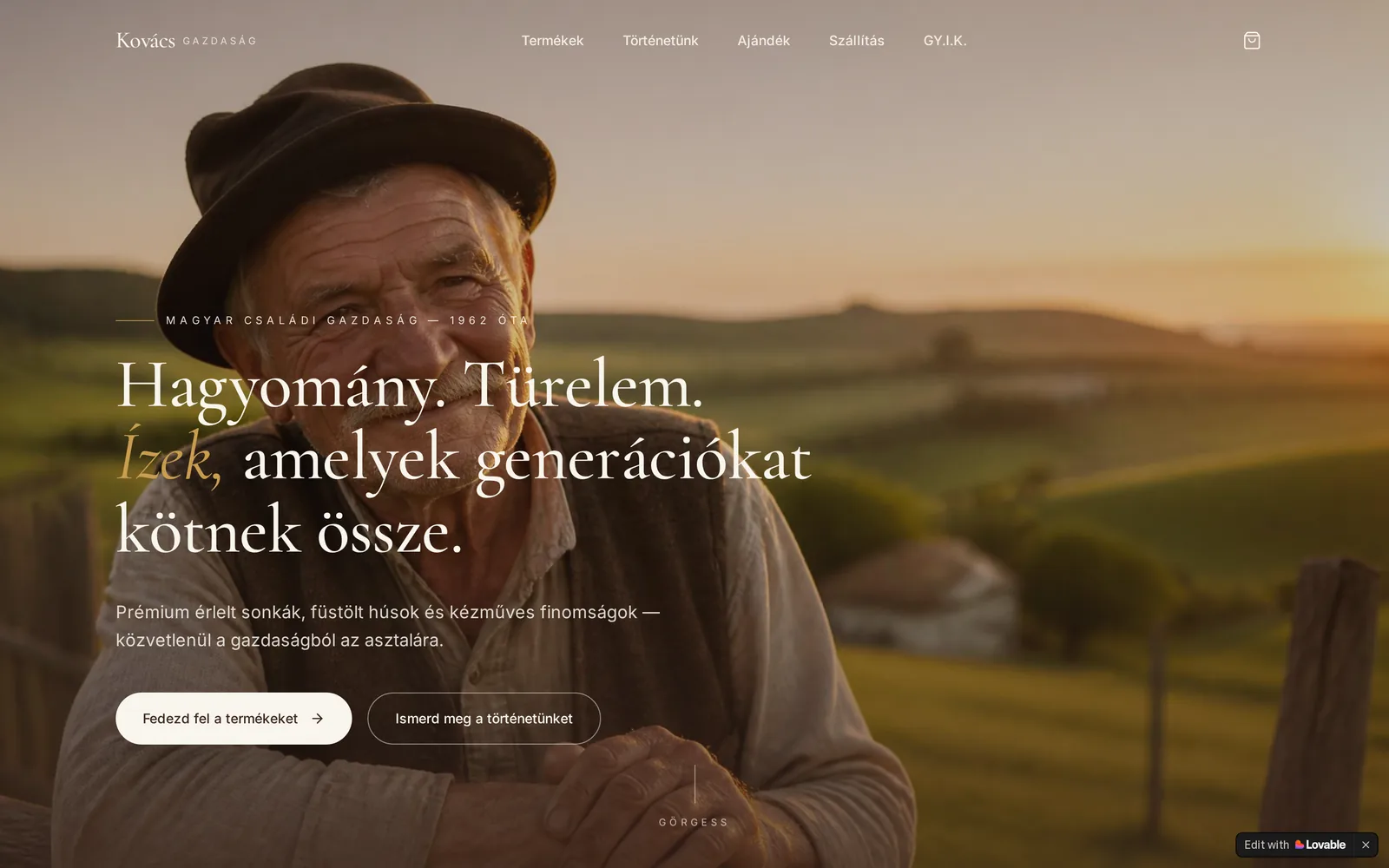 Rusztikus kézműves élelmiszer-webshop asztali és mobilos előnézete